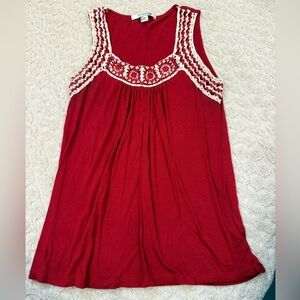 Forever 21 Red Tank Top with White Crochet Detail